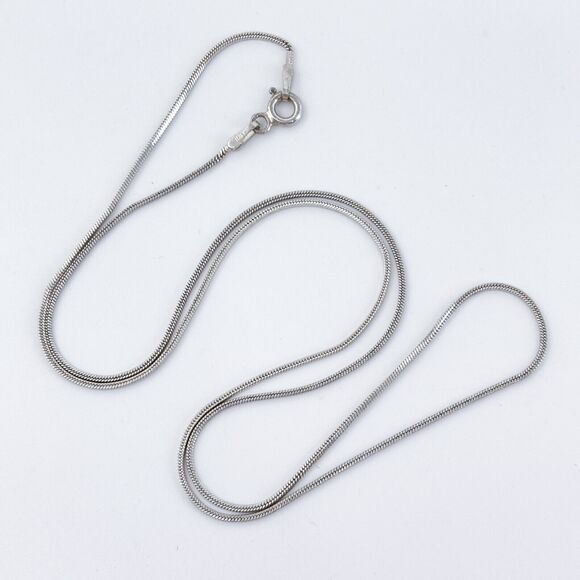 Vintage FAS Italy Sterling Silver 925 0.8mm Snake Chain Necklace 18.5" - Picture 1 of 3